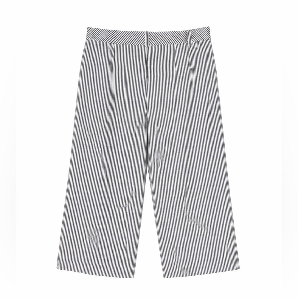 Talbots Womens Linen Silk Wide Leg Crop Pants 12 Nautical Coastal Fisherman